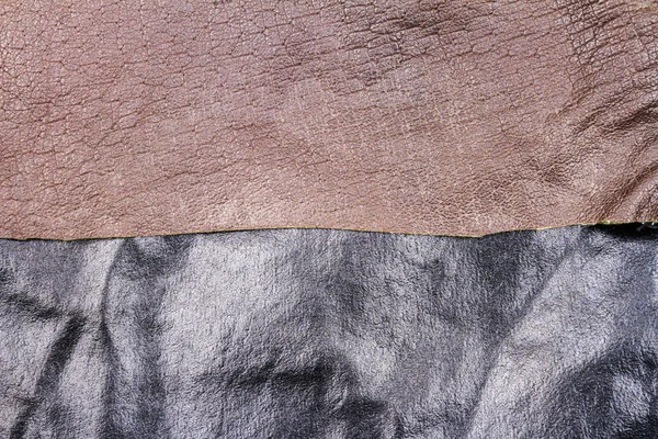 Genuíno marrom e preto texturas de couro fundo — Fotografia de Stock