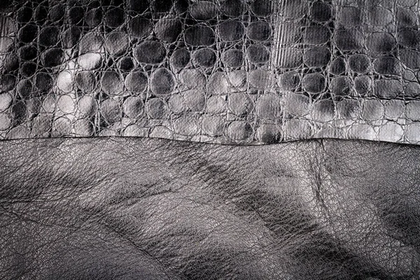 Schwarzes Leder Und Künstliche Alligatorhaut Texturen Hintergrund — Stockfoto