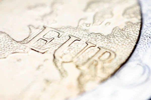Dvě Euromince Makrodetail Eurem Slovo Zobrazení Makra Euromince Evropský Měnový — Stock fotografie
