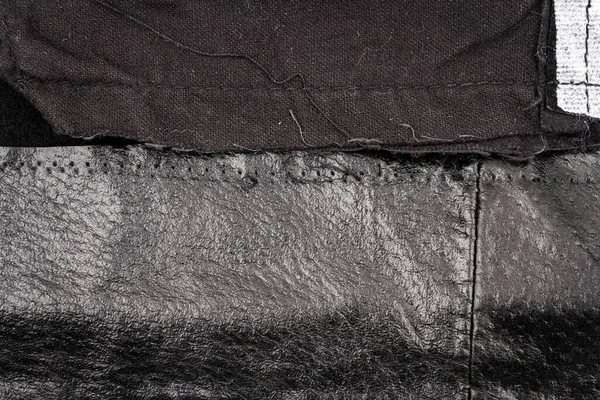 Zmačkaná Černá Kůže Textury Pozadí Abstraktní Textura Špinavé Kůže Švem — Stock fotografie