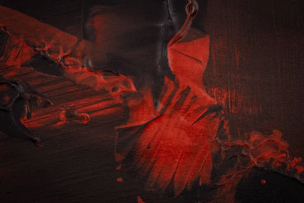 Czarno Czerwone Ręcznie Malowane Tło Akrylowe Grunge Akrylowa Faktura Malowanymi — Zdjęcie stockowe