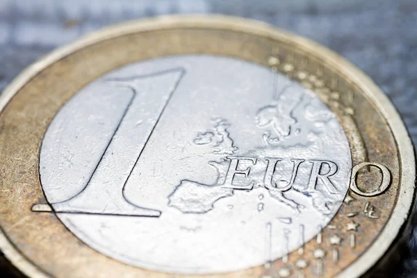 One Euro Coin Macro Detail Euro Word Euro Coin Macro — Stock Photo, Image