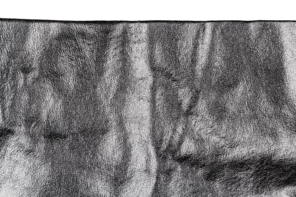 Pièce Cuir Noir Isolée Sur Fond Blanc Texture Matériau Froissé — Photo