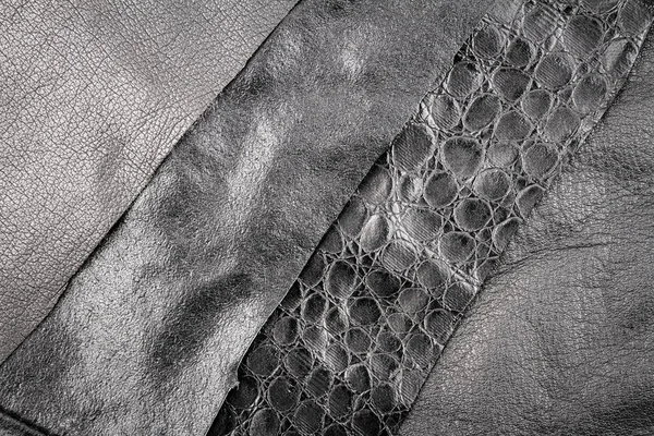 Black Leather Fake Artificial Alligator Skin Textures Background — Stock Photo, Image