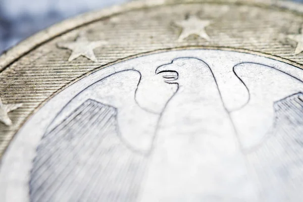 Deux Pièces Euros Macro Détail Avec Des Armoiries Allemandes Détail — Photo