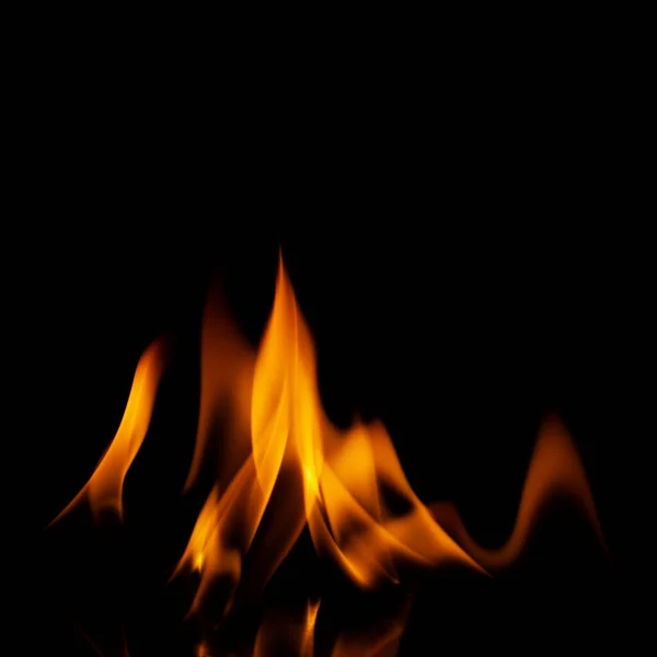 Brannflammer Isolert Svart Bakgrunn – stockfoto
