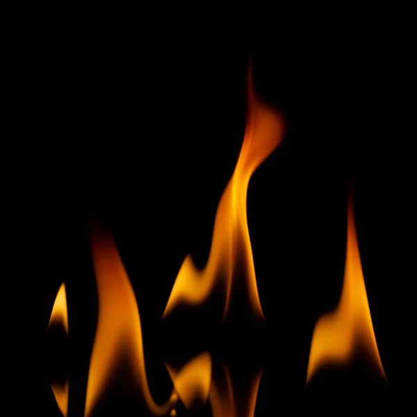 Płomienie Pożarowe Odizolowane Czarnym Tle — Zdjęcie stockowe