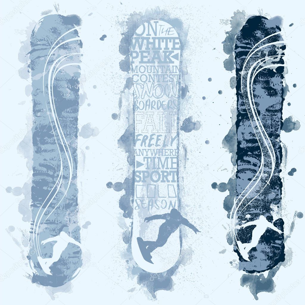 Vector pack of three snowboard design