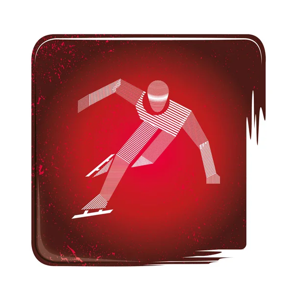 Πατινάζ Ταχύτητας Ριγέ Εικονίδιο Εικονογράφηση Της Αρσενικό Αθλητής Πατινάζ Ταχύτητας — Διανυσματικό Αρχείο