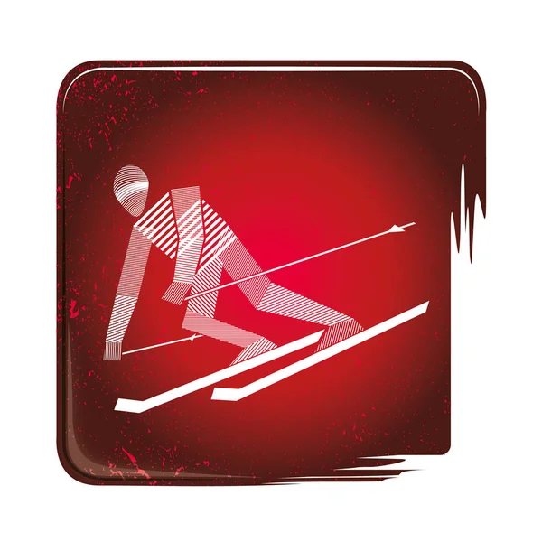 Ícone Listrado Esqui Alpino Ilustração Atleta Masculino Patinação Velocidade Transformar — Vetor de Stock