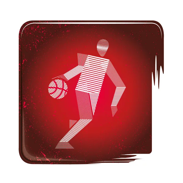 Ikon Bola Basket Stripy Vektor Ilustrasi Pemain Basket Ikon Putih - Stok Vektor
