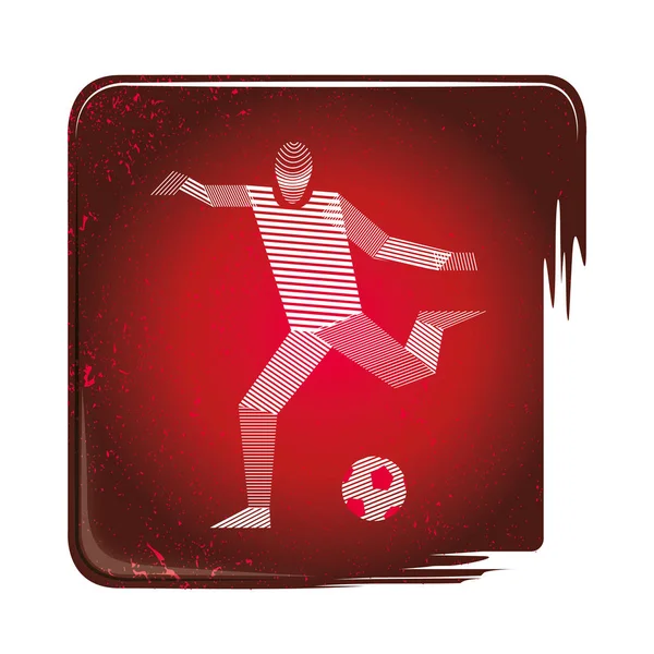 Csíkos Soccer Ikonra Futball Játékos Fehér Ikon Fekete Piros Háttér — Stock Vector