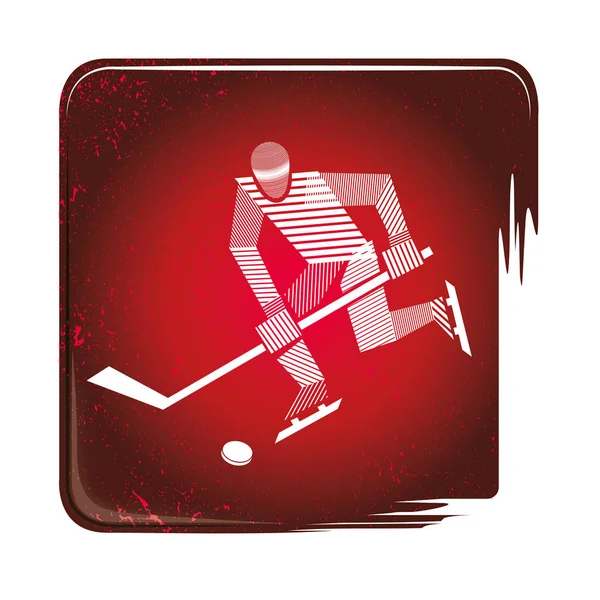 Ijshockey Gestreept Pictogram Illustratie Van Een Ijshockeyspeler Vooruit Actie Sport — Stockvector