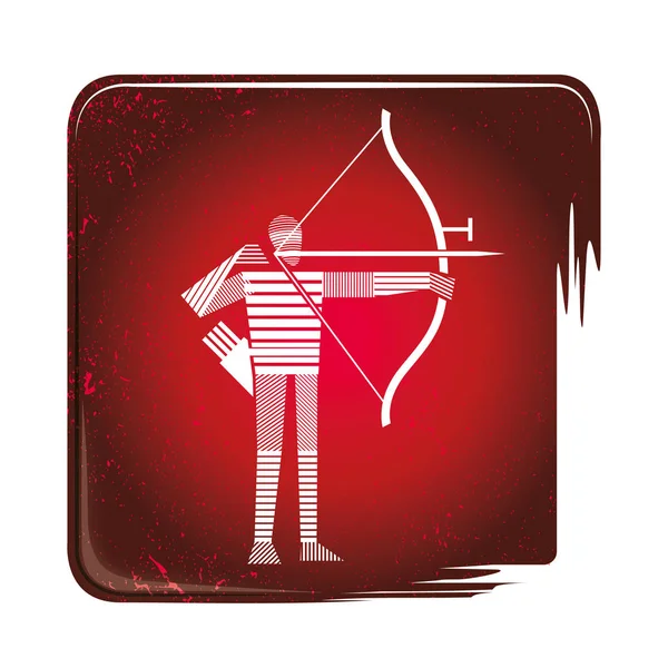 Icône Rayée Tir Arc Illustration Archer Pliant Arc Homme Sportif — Image vectorielle