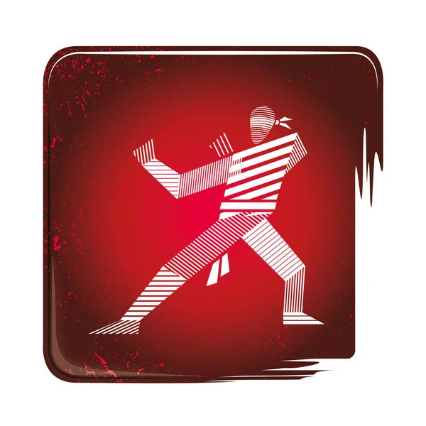 Karate Stripy Ikone Illustration Eines Eishockeyspielers Aktion Sportwettbewerb Ein Gestreifter — Stockvektor