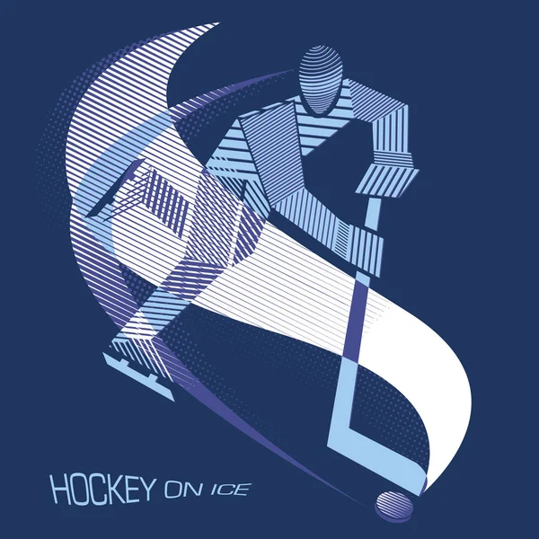 Gestreept Hockeyer Illustratie Van Ice Hockeyspelers Sport Man Vector Pictogram — Stockvector