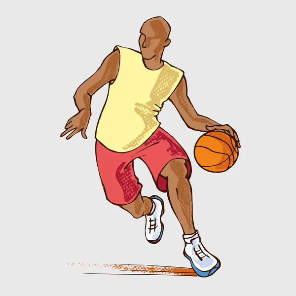 Atlet Pemain Basket Ilustrasi Pemain Basket Dengan Bola Ikon Vektor - Stok Vektor