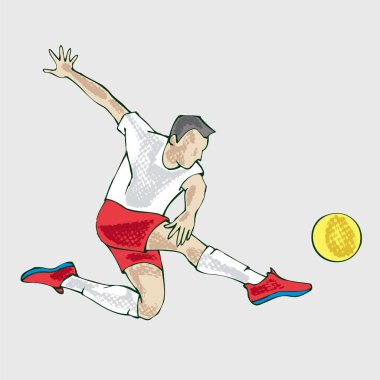 Futbol oyuncu atlet, el çizimi. El çizimi tarafından futbol oyuncu vektör Illustration. Spor vektör simgesi. Düz stil vektör küçük resim.