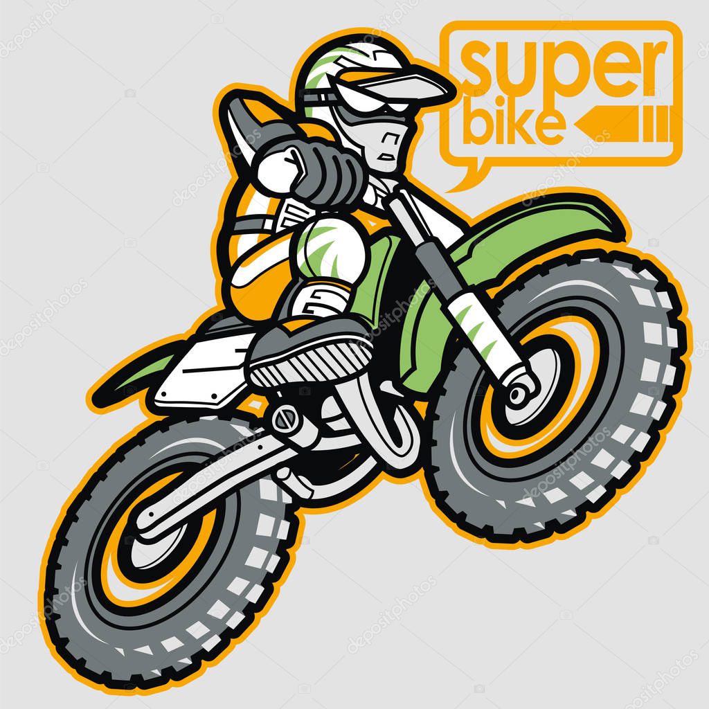 Motocross rider jumping. Illustration of a motocross rider jumping. Sport vector icon. Sports, extreme sports, outdoor activities.