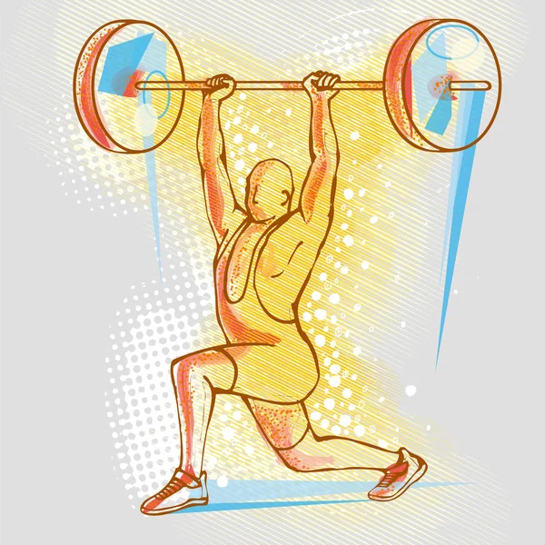 Gewichtheffer Grafische Achtergrond Vector Afbeelding Illustratie Van Bodybuilder Opheffing Barbell — Stockvector