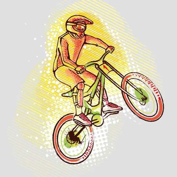 Ποδηλάτης Ποδήλατο Βουνού Για Φόντο Γραφικά Διανυσματική Εικόνα Απεικόνιση Του — Διανυσματικό Αρχείο