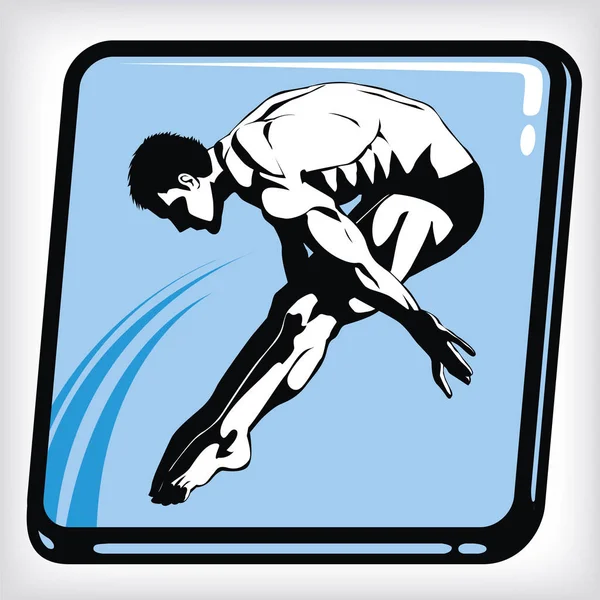 Icône Dynamique Homme Plongeant Dans Piscine Sautez Icône Logo Plongée — Image vectorielle