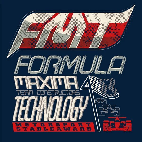 Typographic composition for formula one. Grunge, fashion stylish. Formula one / grand prix racing poster. Motorsport with racing text, vector illustration.