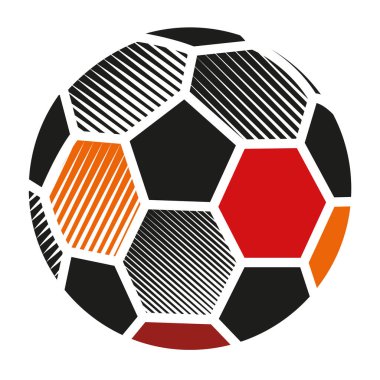 Beyaz bir arka plan üzerinde grafik etkileri ile Futbol topu. çizgili efektleri ile futbol topu ile illüstrasyon. Logo, simge, poster, çizim fikri.