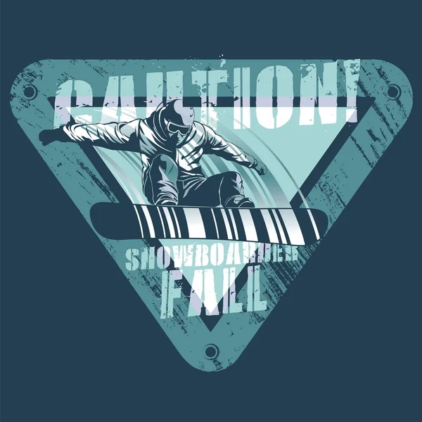 Snowboarder Salto Los Gráficos Fondo Ilustración Gráfica Con Snowboarder Acción — Vector de stock