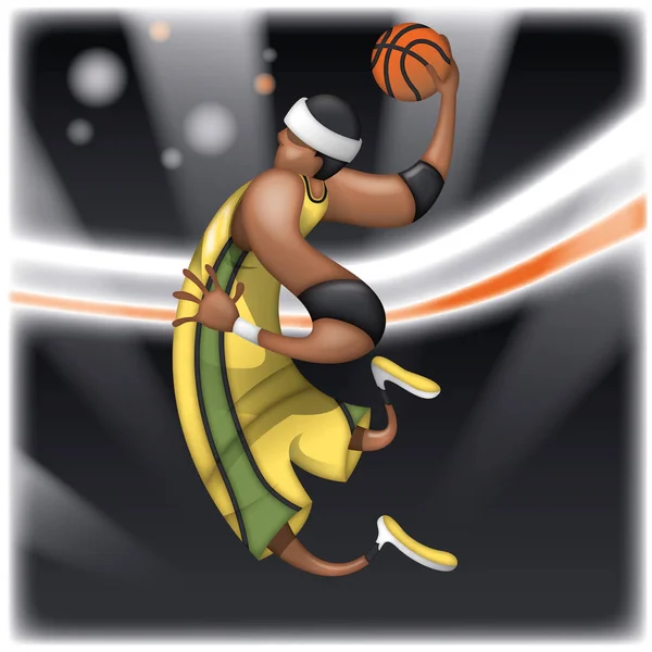 Cartoon Karakter Basketballer Vector Illustratie Illustratie Van Basketbalspeler Actie Sport — Stockvector