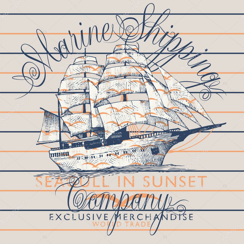 Marine department logo vector illustration