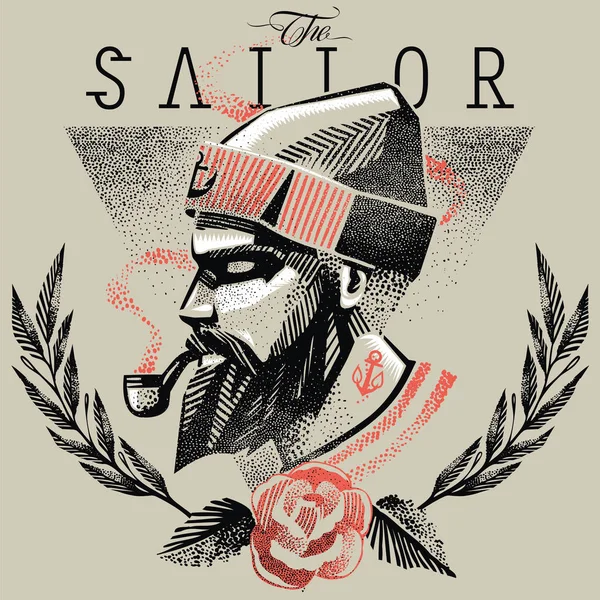 Capitán Marinero Sobre Fondo Gráfico Ilustración Vectorial — Vector de stock