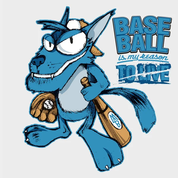 Baseball Wilk Mascotte Tle Graficznym — Wektor stockowy