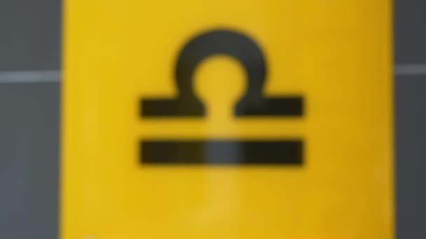 Libra Astrological Zodiac Signclose Closeup Shot Yellow Plate Libra Scales — Stock Video