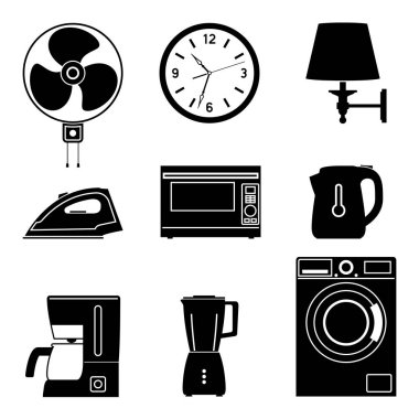 Ev aletleri kümesi. Düz vektör simgeler