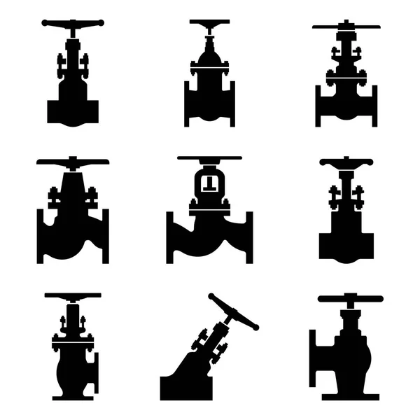 Set van industriële kleppen. Platte vector iconen — Stockvector