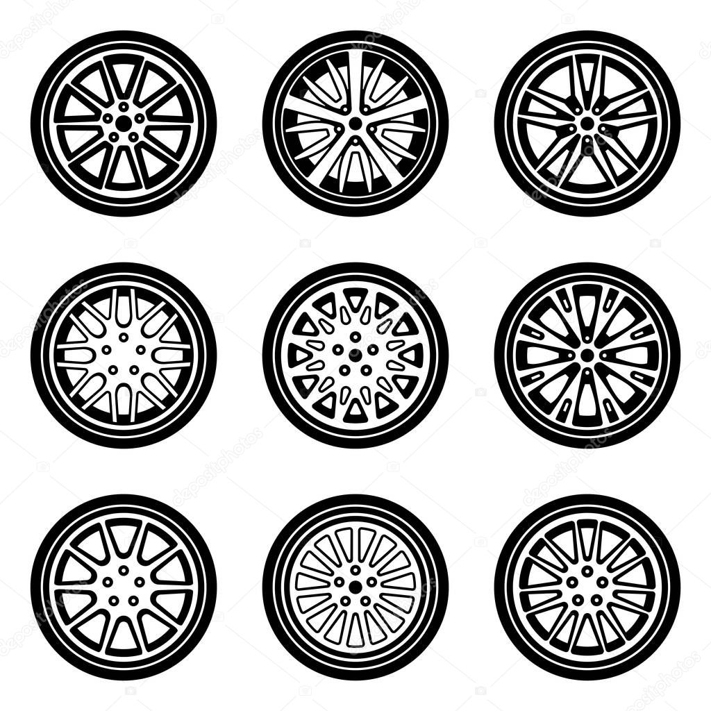 Car wheel. Flat icons. Vector illustration
