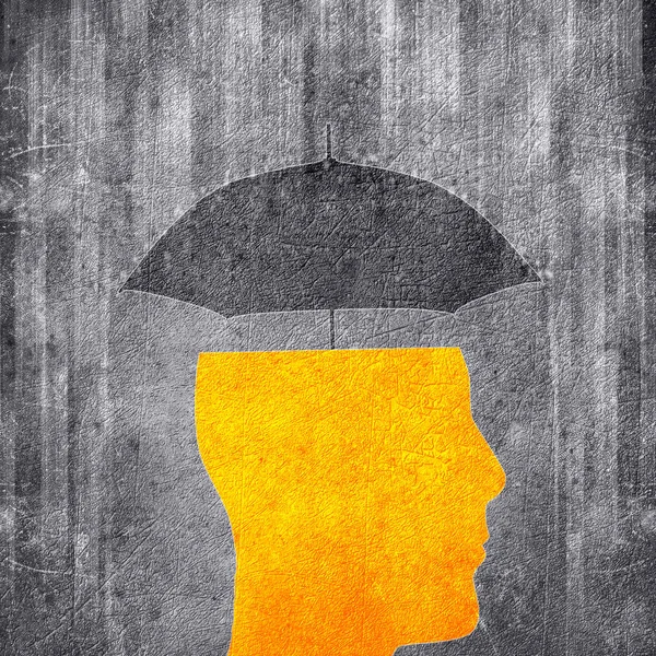 Människans Huvud Och Paraply — Stockfoto