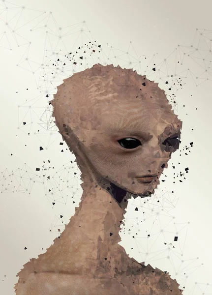 Conceptual Illustration Alien Head Plain Background — Stock Photo, Image