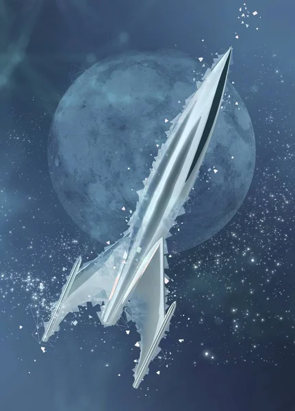Conceptual Illustration Retro Space Rocket Moon — Stock Photo, Image