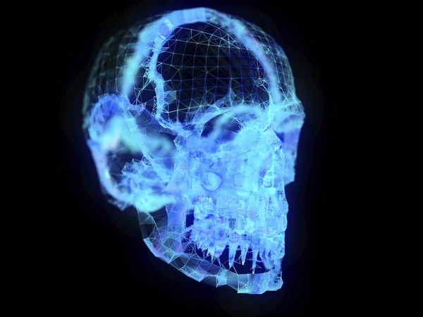 抽象神经丛头骨的例证在黑色背景 — 图库照片