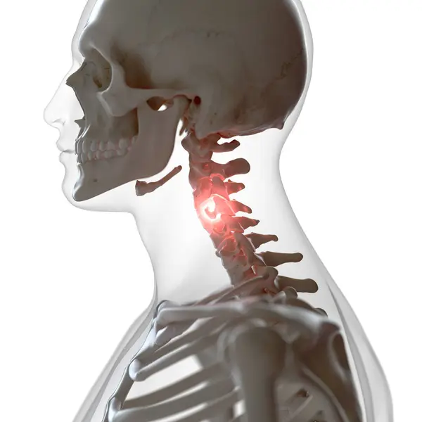 Цифровая Иллюстрация Болезненного Шейного Позвоночника Скелете Человека — стоковое фото