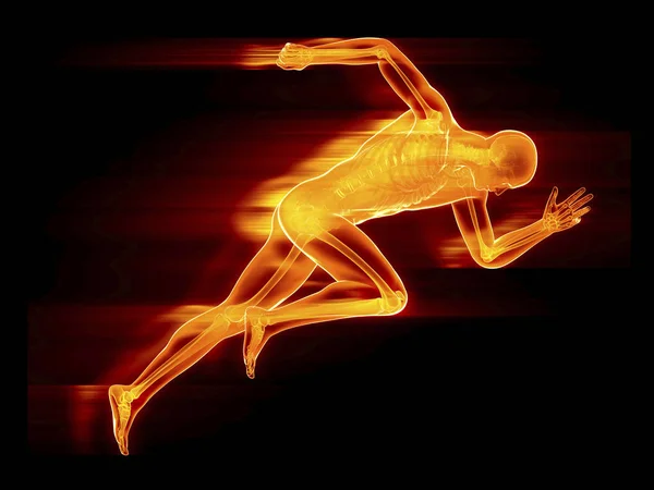 Ilustracja Męskich Sprinter Pomarańczowy Sylwetka Czarnym Tle — Zdjęcie stockowe