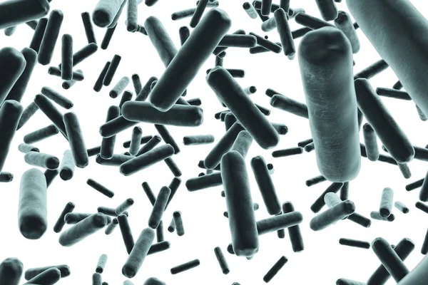 Digital Illustration Blue Rod Shaped Bacteria White Background — Stock Photo, Image