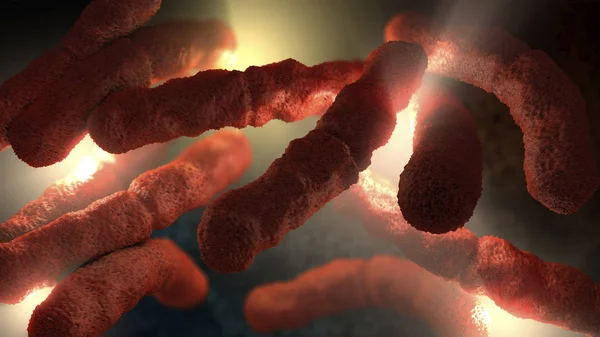 Illustratie Van Extreme Close Van Rode Staafvormige Bacteriën — Stockfoto