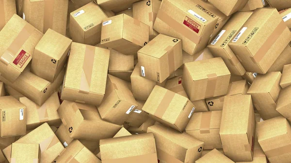 Illustration Hundreds Cardboard Parcels Stacked Heap — Stock Photo, Image