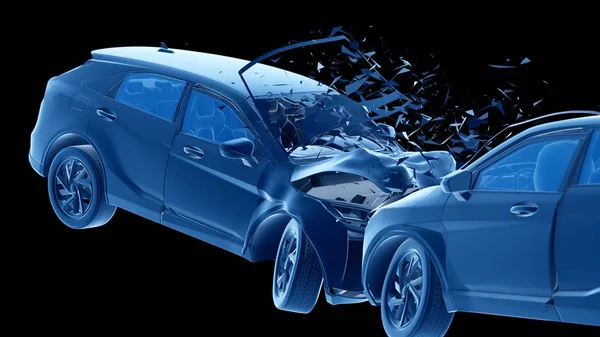 Pericoloso Incidente Auto Frontale Illustrazione Digitale — Foto Stock