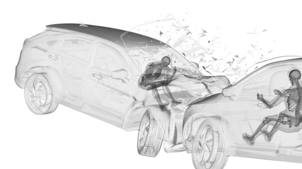 Рентгенівська Ілюстрація Ризику Травми Під Час Автокатастрофи Цифрове Мистецтво — стокове фото