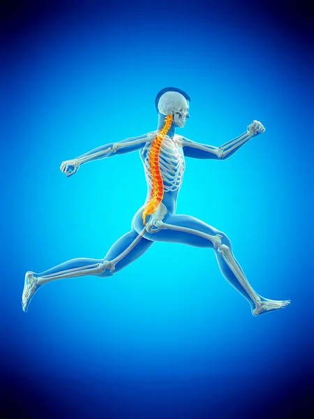 Side View Male Runner Body Back Pain Action Conceptual Illustration — Stock Photo, Image