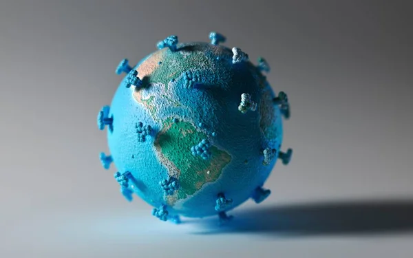 地球の形でのコロナウイルスのイラスト — ストック写真